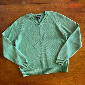 Lands' End seafoam green V-neck sweater M 10-12P